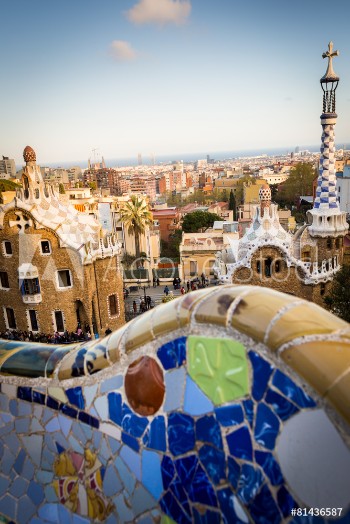 Picture of Barcelona Park Guell after sunset